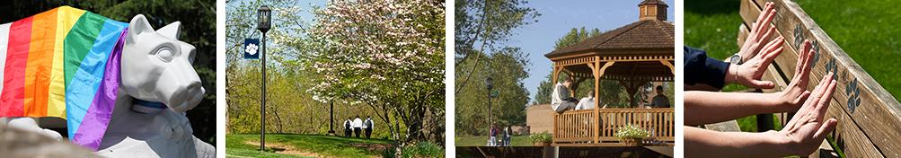 imags of the Brandywine campus and lion shrine